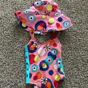 Girls Marni Swimsuit W Matching Hat Worn One Great Condition